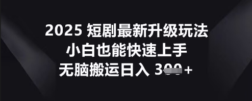 2025短剧最新升级玩法，小白也能快速上手，无脑搬运日入3张-星叙轻创