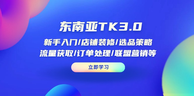 （14208期）东南亚TK3.0：新手入门/店铺装修/选品策略/流量获取/订单处理/联盟营销等-星叙轻创