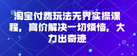 淘宝付费玩法无界实操课程，高价解决一切烦恼，大力出奇迹-星叙轻创