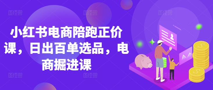 小红书电商陪跑正价课，小红书官方认证电商讲师教学，日出百单选品，电商掘进课-星叙轻创