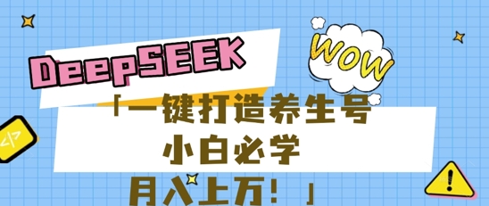 25年最新风口，用DeepSeek做养生号，小白必学，日入数张，一条作品涨粉1W+-星叙轻创