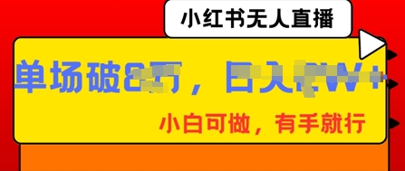 小红书无人直播，纯小白可做，有手就行，单场直播销售额破8w-星叙轻创