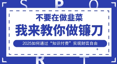 韭菜生涯终结者，我来教你做镰刀，2025如何通过“知识付费”实现财F自由【揭秘】-星叙轻创