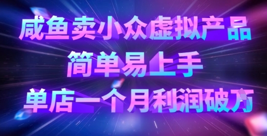 咸鱼卖小众虚拟产品,简单易上手,单店一个月利润破W-星叙轻创