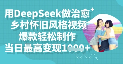 用DeepSeek做治愈乡村怀旧风格视频,爆款轻松制作,当日最高变现多张-星叙轻创